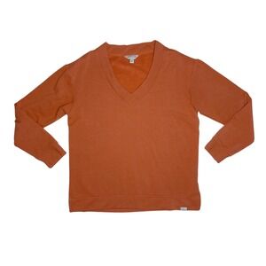 Orvis Women's Small Super Soft Autumn Orange Long‎ Sleeve V-Neck Knit Sweater